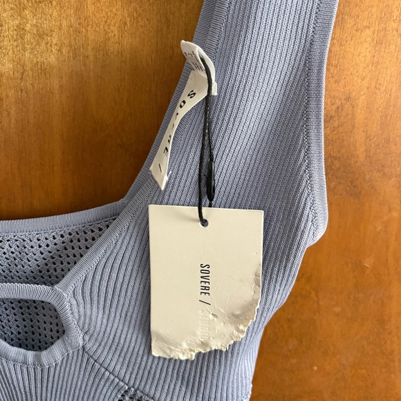 Sovere Blue Intrepid Open Knit Crop Top Revolve Keyhole Crochet NWT Large Sheer - Picture 16 of 16